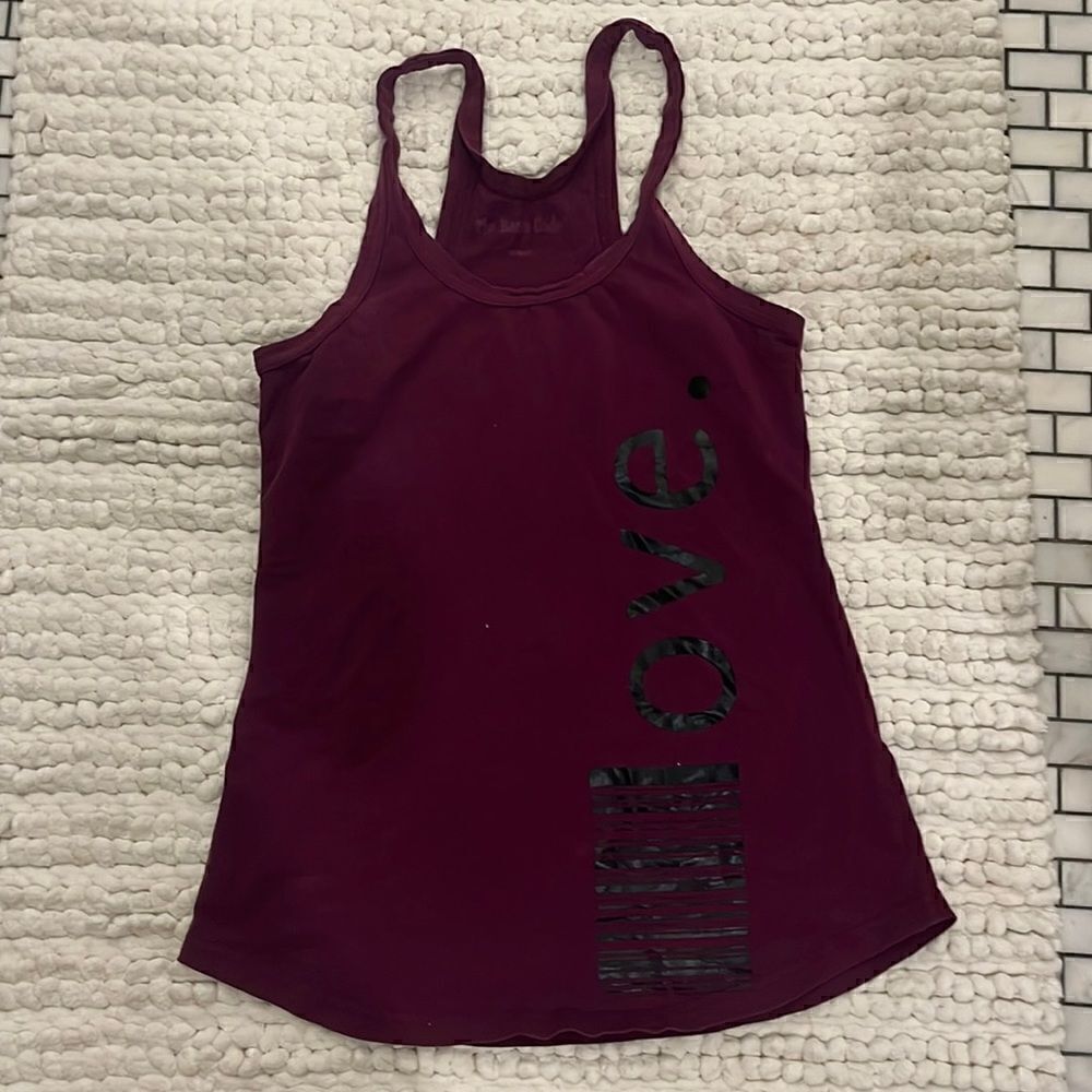 The Barre code racerback tank top with logo - sz S - cranberry color EUC